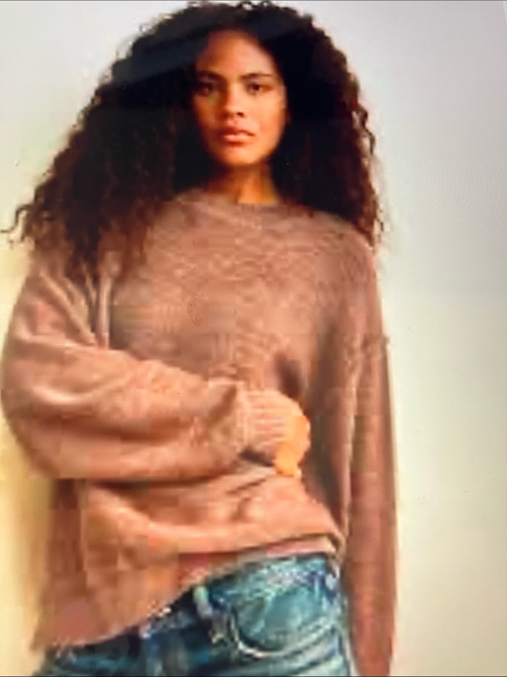 Edikted taupeBrown scoop neck oversized Sweater